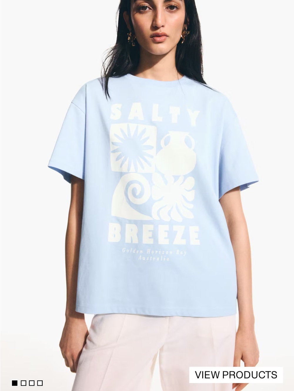 H&M Light Blue 'Salty Breeze' Graphic Tee